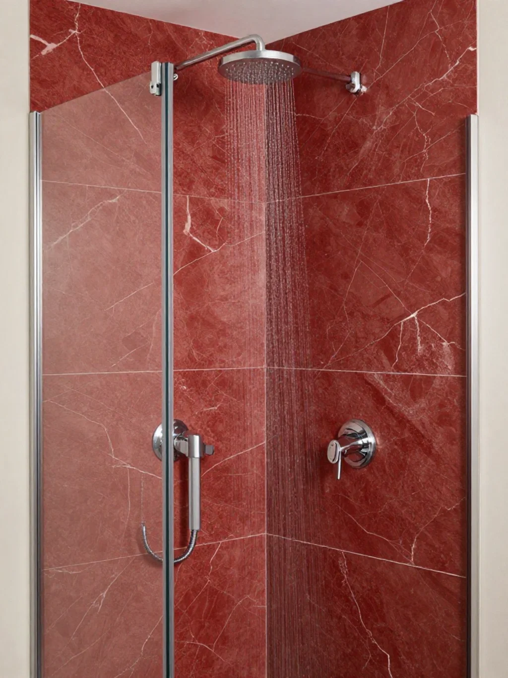 Red Marble Wall Panels Se Bathroom Ko Statement Piece Banayein