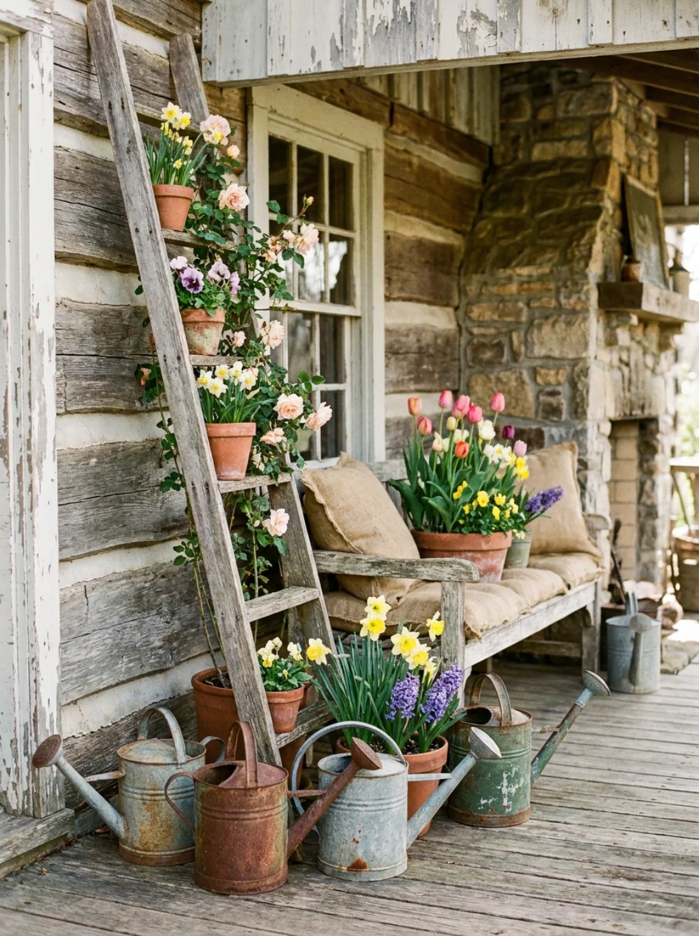 Rustic and Vintage Spring Porch Ideas